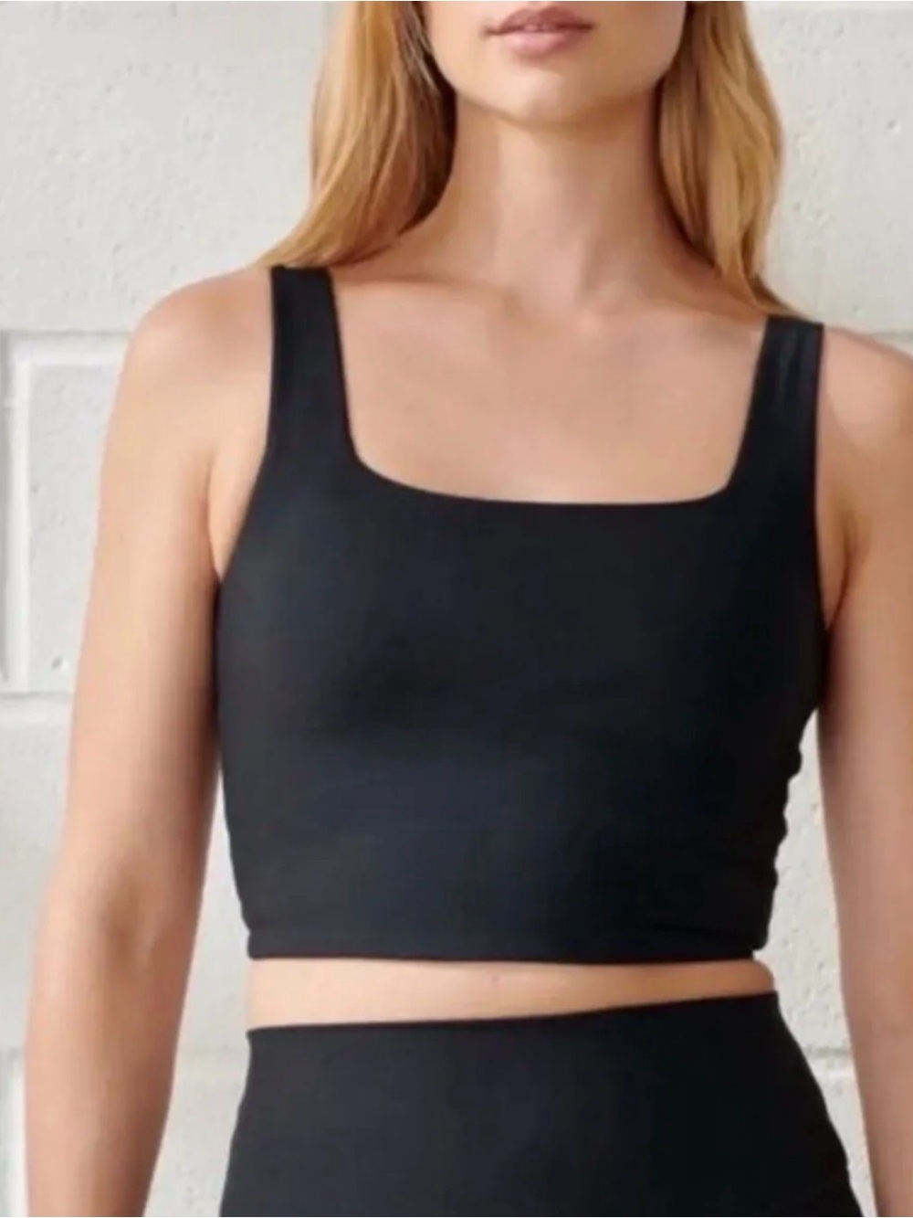 Abercrombie YPB Black Square Neck Crop Tank Top